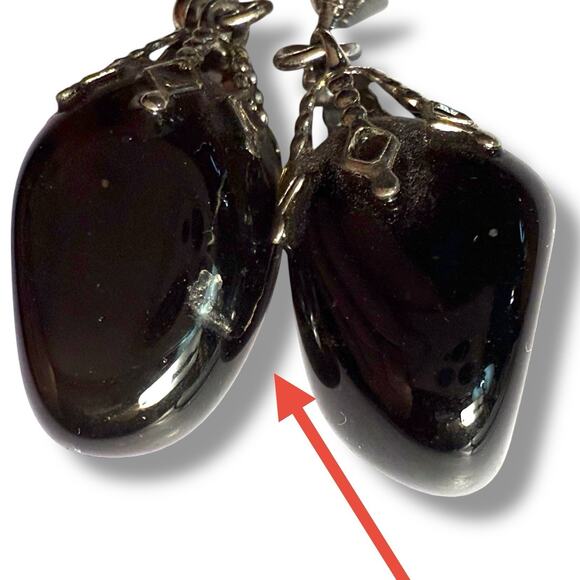 VTG Obsidian Bolo Tie Western Southwestern White Black Braid Cord Leather Unisex - Picture 5 of 12